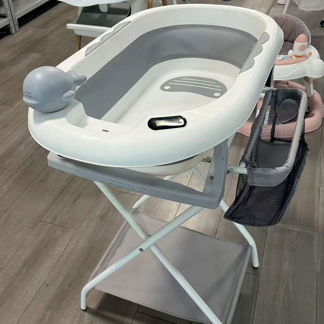 Folding baby bathtub with stand